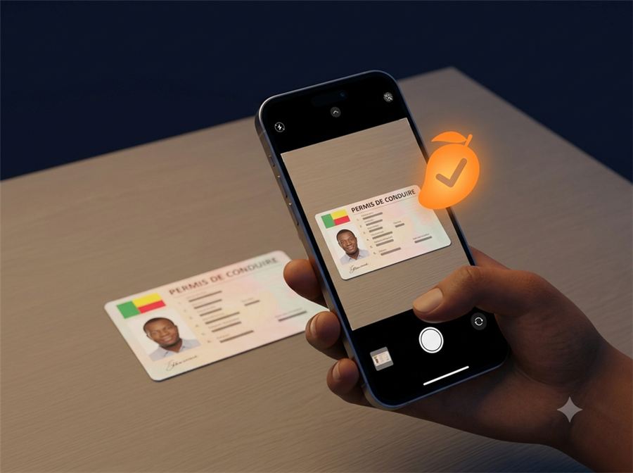 Les documents d’un chauffeur, photographiés pour envoi depuis l’appli.